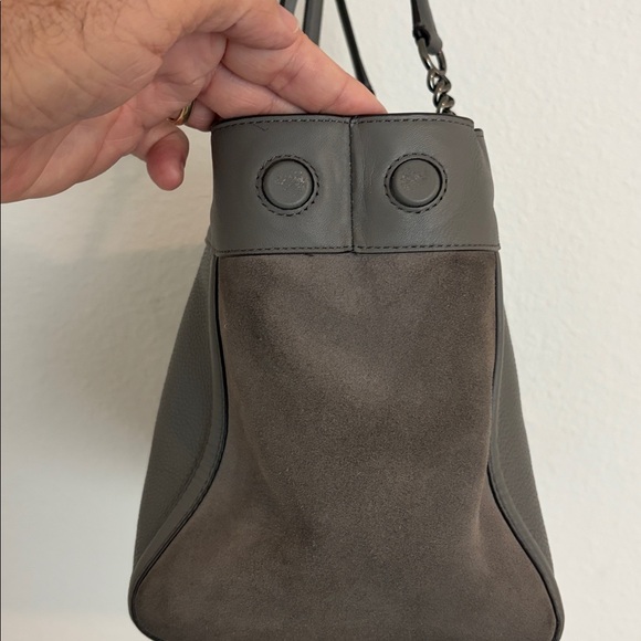 Coach Leather and Suede Shoulder Bag in Dove Gray with Gun Metal Hardware - Picture 9 of 16